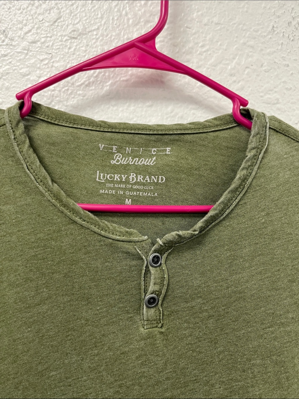 Lucky Brand Olive Green Long Sleeve Henley Shirt #1205 - Picture 2 of 4